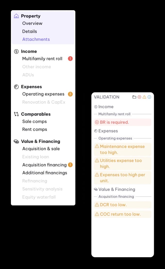 Live market data and comparables