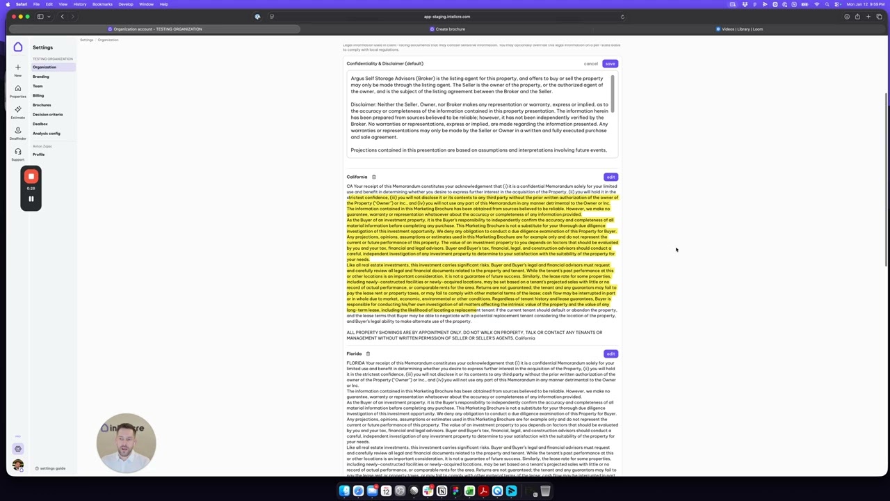 Thumbnail for a tutorial on configuring per-state confidentiality agreements in the IntellCRE platform