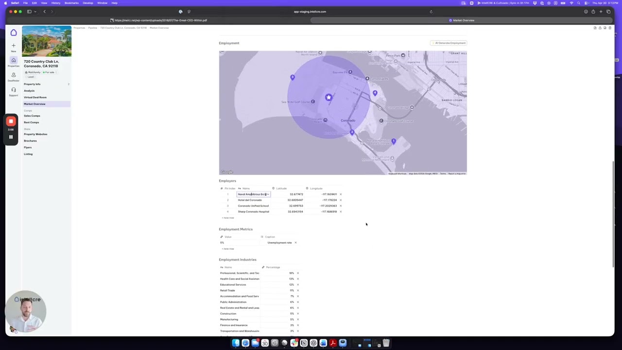 IntellCRE market overview upgrade dashboard showing AI-generated city and MSA market reports for commercial real estate brochures