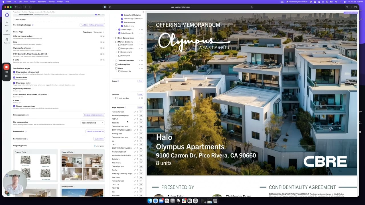 IntellCRE Photo Editor, Brochure Builder Version 2, Cover Page Font Controls, and Custom Page Template Updates
