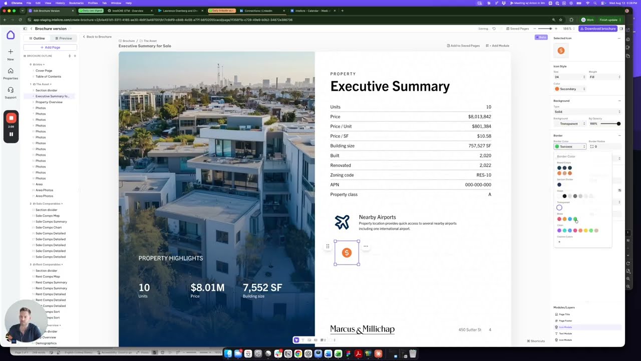 IntellCRE icon module for creating visually appealing commercial real estate brochures