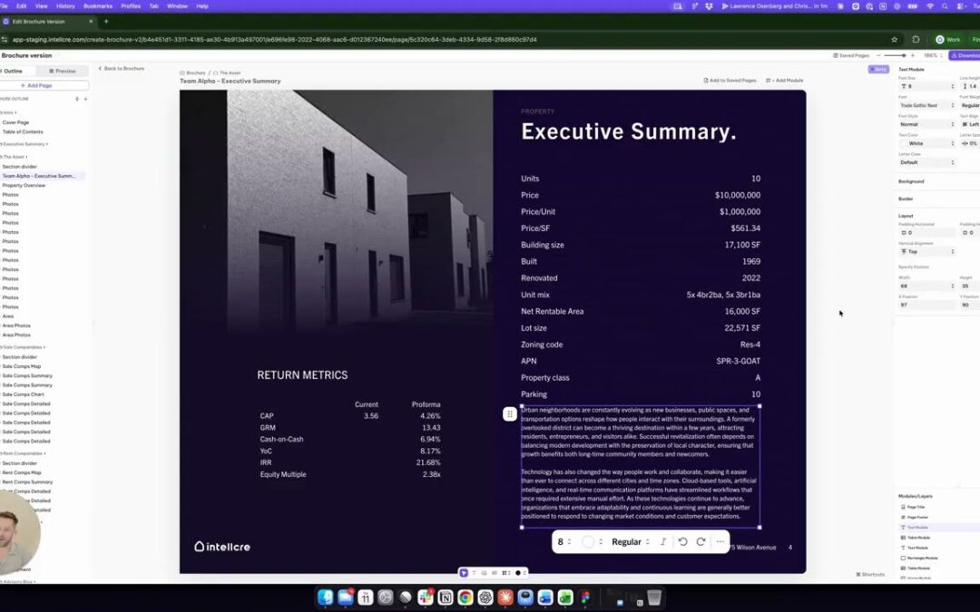 IntellCRE Feature: Brochure Module – Text